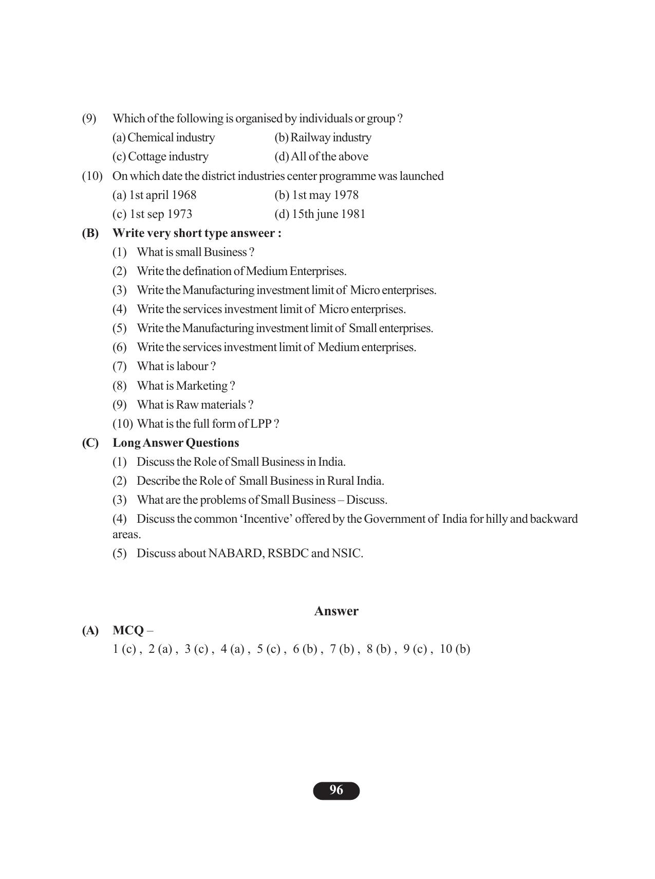 Tripura Board Class 11 Business Studies English Version Workbooks - Page 100