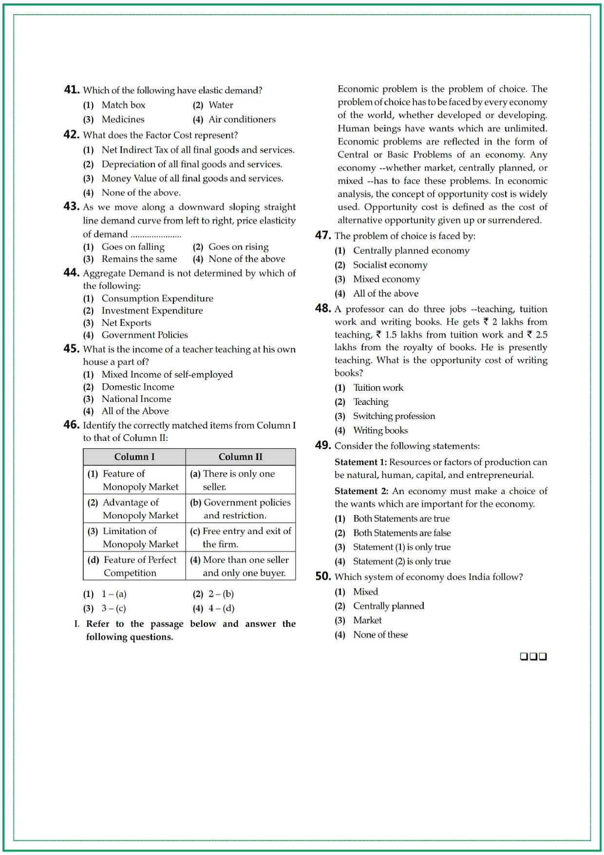 CUET UG Economics Sample Paper 9 - Page 5