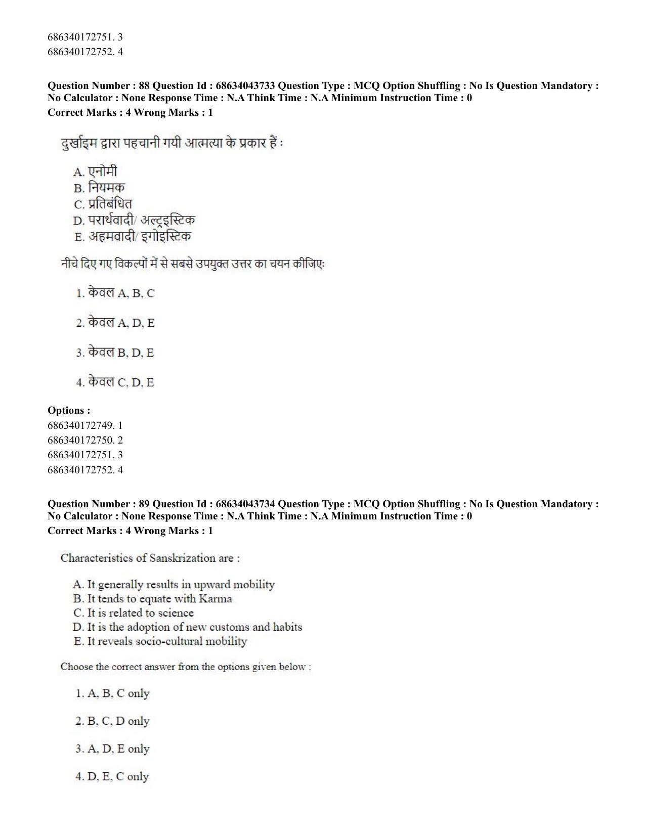 CUET PG 2023: HUQP22 – Sociology (Eng)-Shift 3 (30-06-2023) Question Paper - Page 83