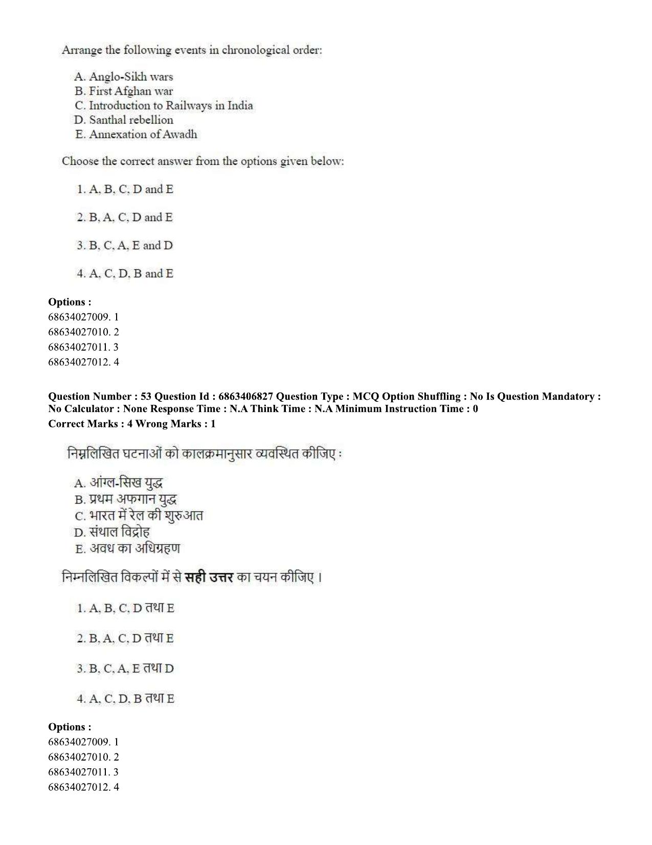 CUET PG 2023: HUQP09 – History (Eng.)-shift 1 (07-06-2023) Question Paper - Page 53