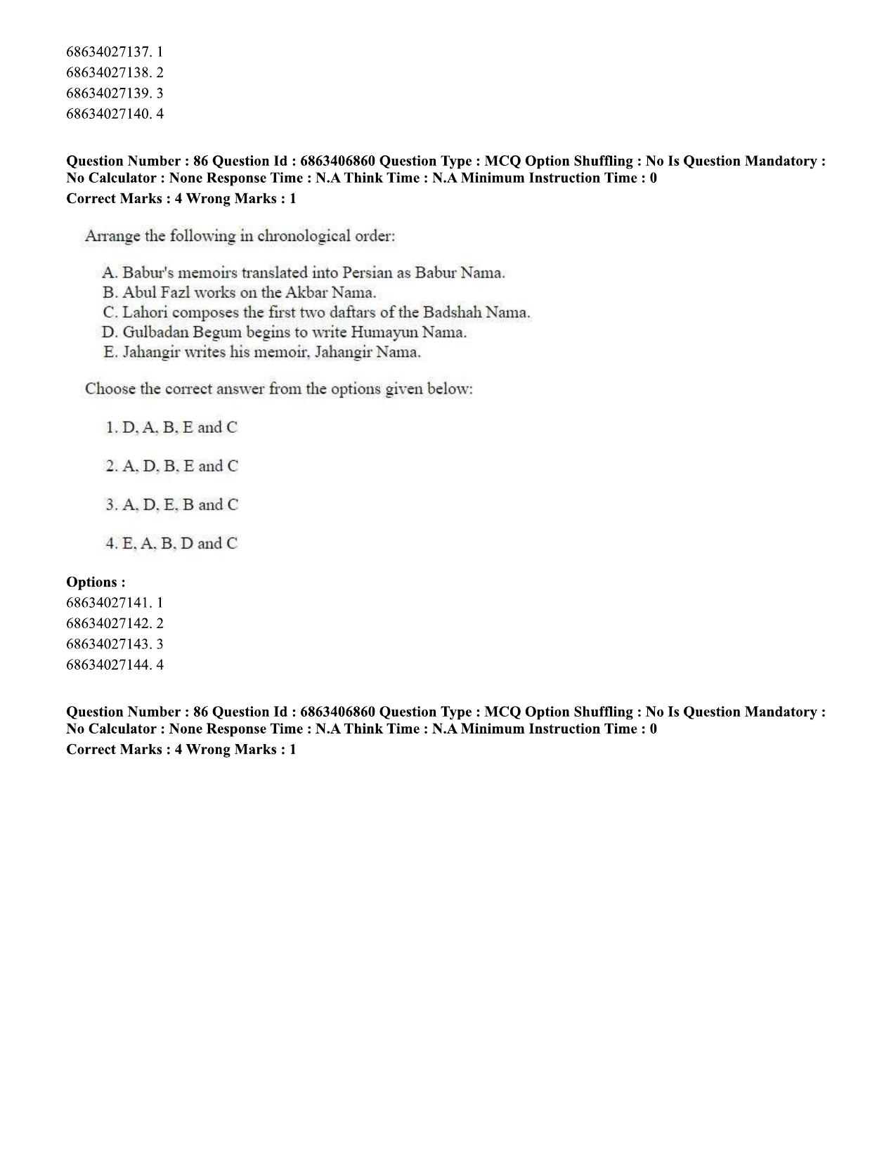 CUET PG 2023: HUQP09 – History (Eng.)-shift 1 (07-06-2023) Question Paper - Page 85