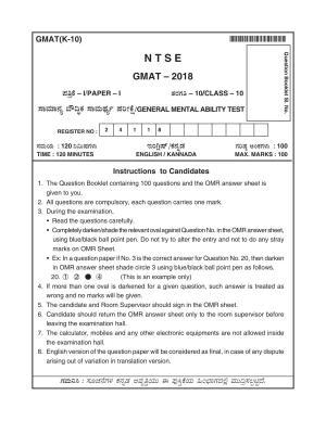 Karnataka NTSE 2018 MAT Question Paper
