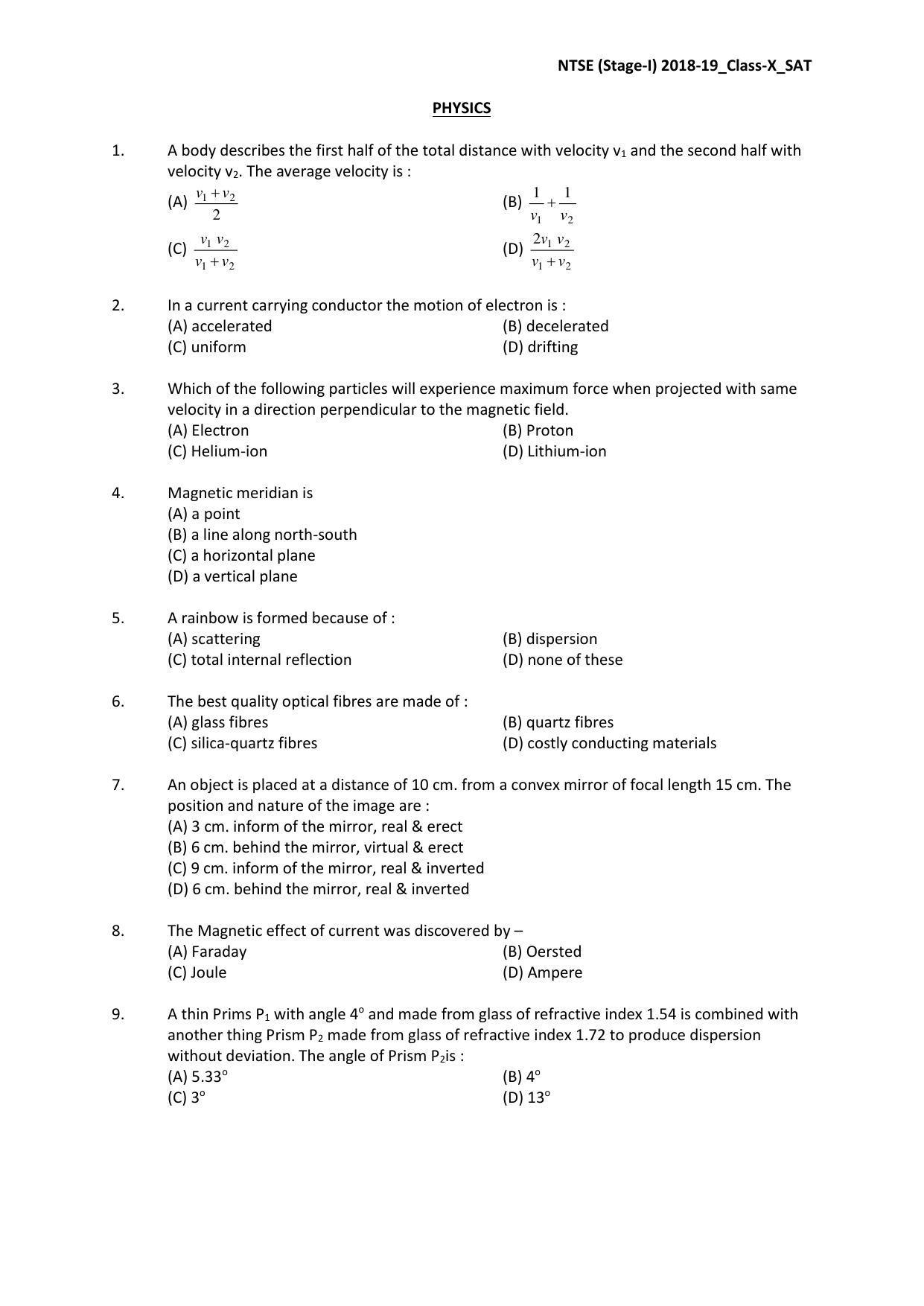 Jharkhand (JAC) NTSE 2018-19 SAT Answer Key - Page 3