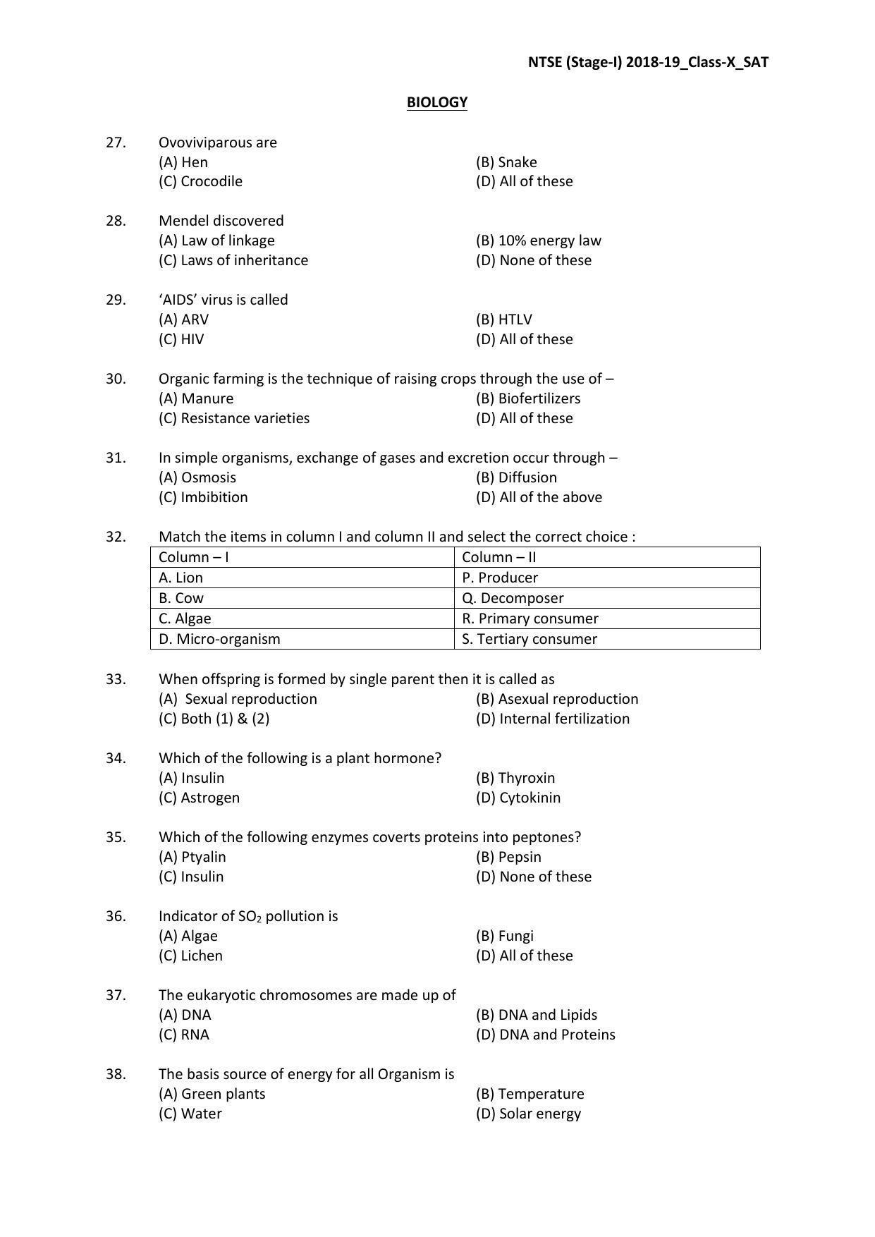Jharkhand (JAC) NTSE 2018-19 SAT Answer Key - Page 7