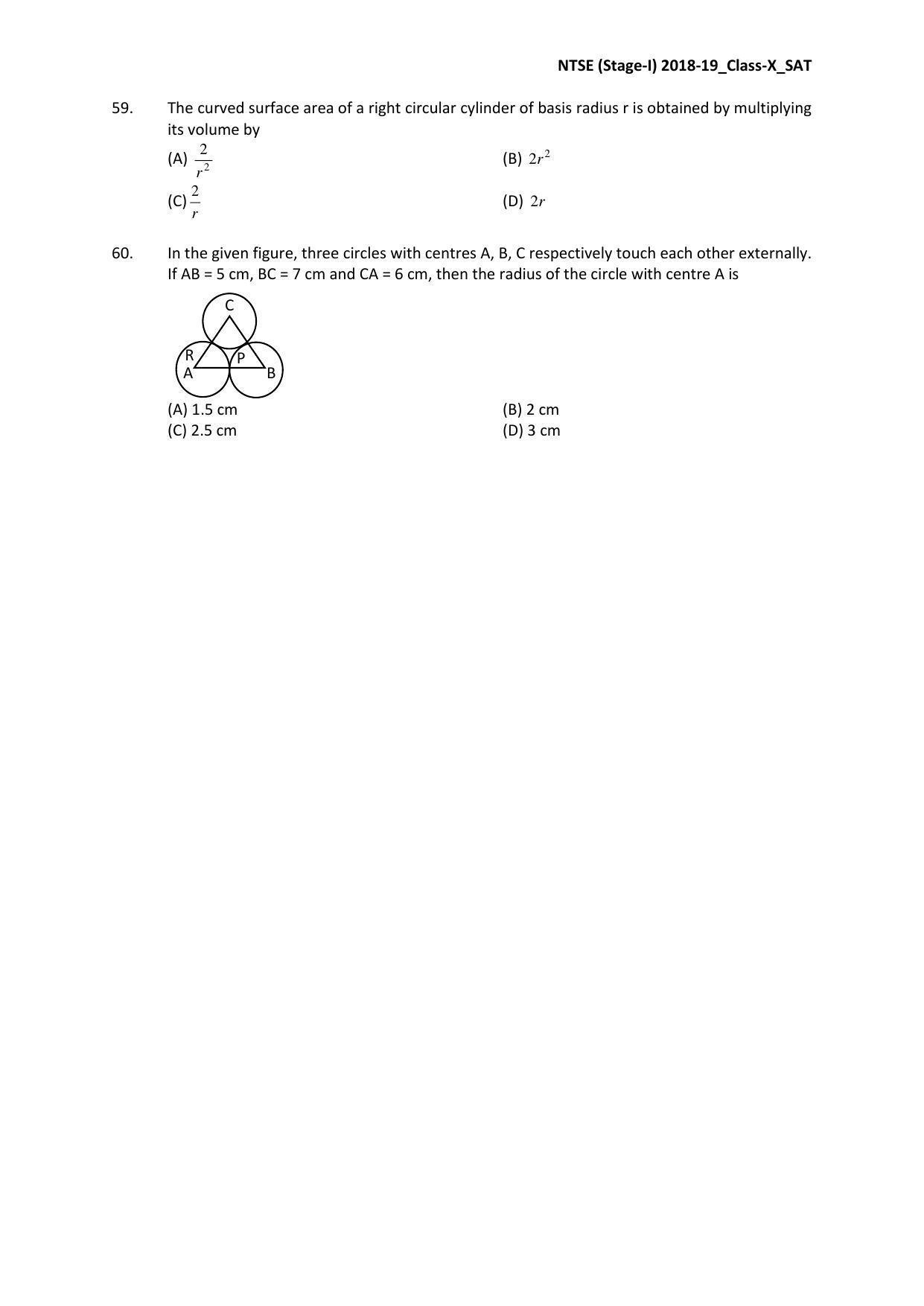 Jharkhand (JAC) NTSE 2018-19 SAT Answer Key - Page 11