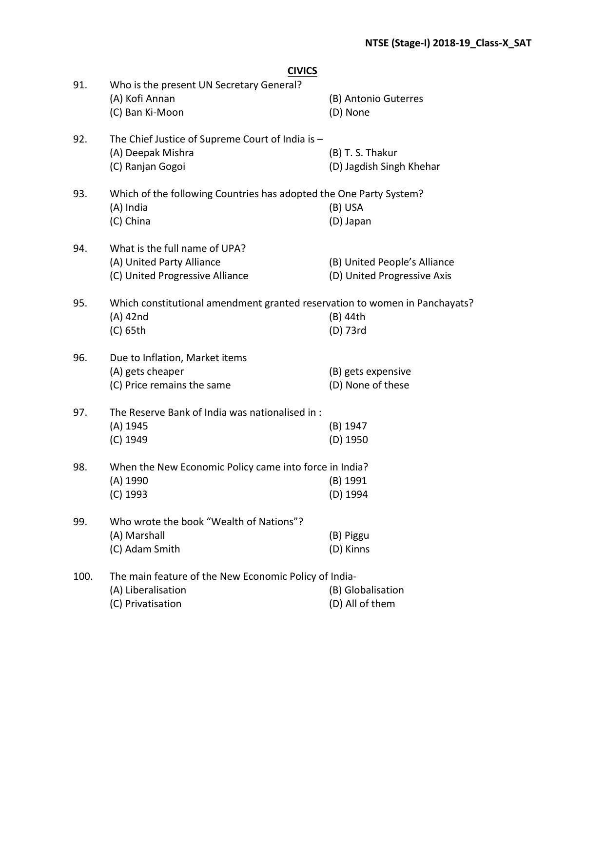 Jharkhand (JAC) NTSE 2018-19 SAT Answer Key - Page 16