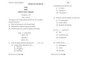 Meghalaya Board (MBOSE) Class 11 Mizo MIL 2020 Question Paper