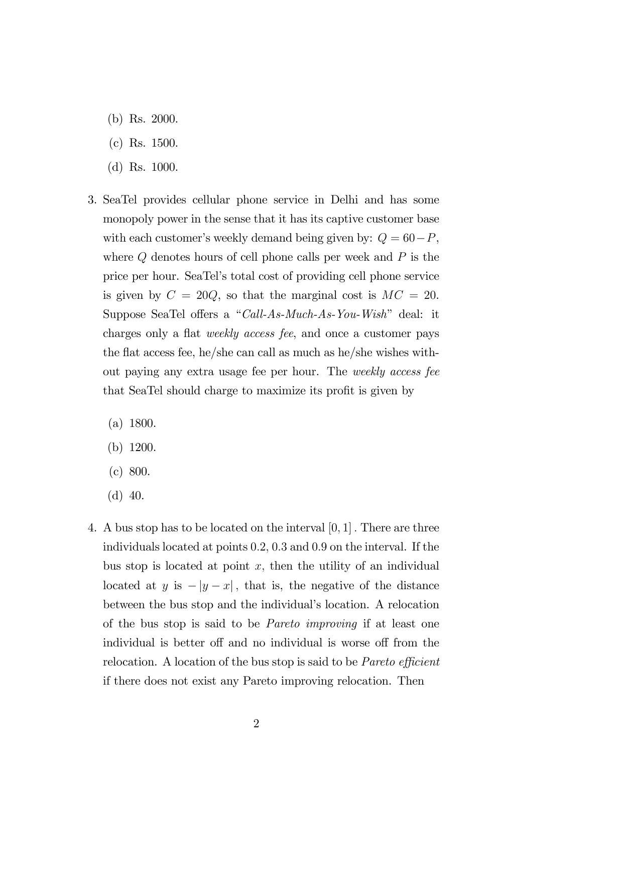 ISI Admission Test M.S.(QE) PEA 2019 Sample Paper - Page 2