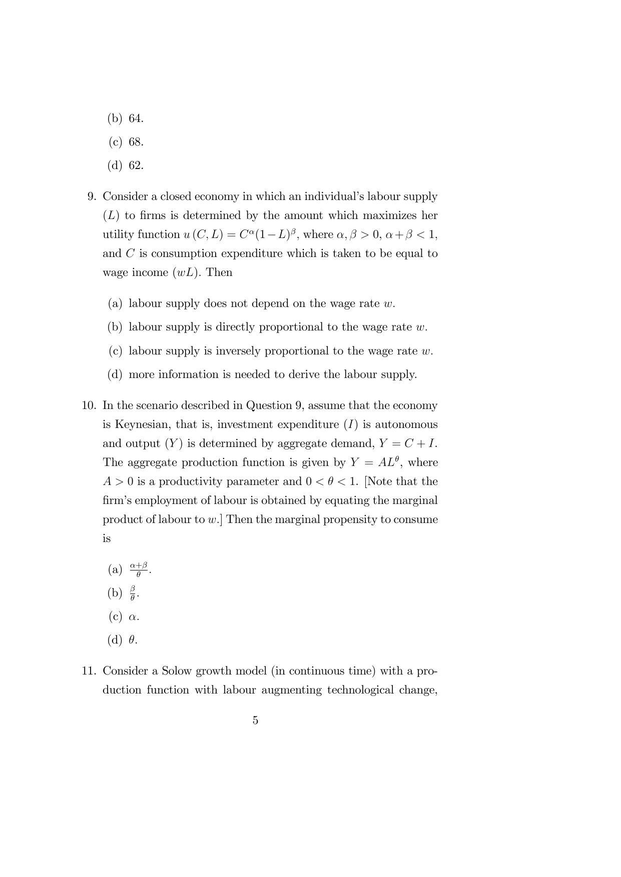 ISI Admission Test M.S.(QE) PEA 2019 Sample Paper - Page 5