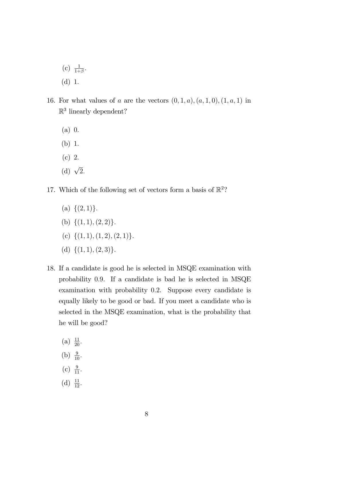 ISI Admission Test M.S.(QE) PEA 2019 Sample Paper - Page 8