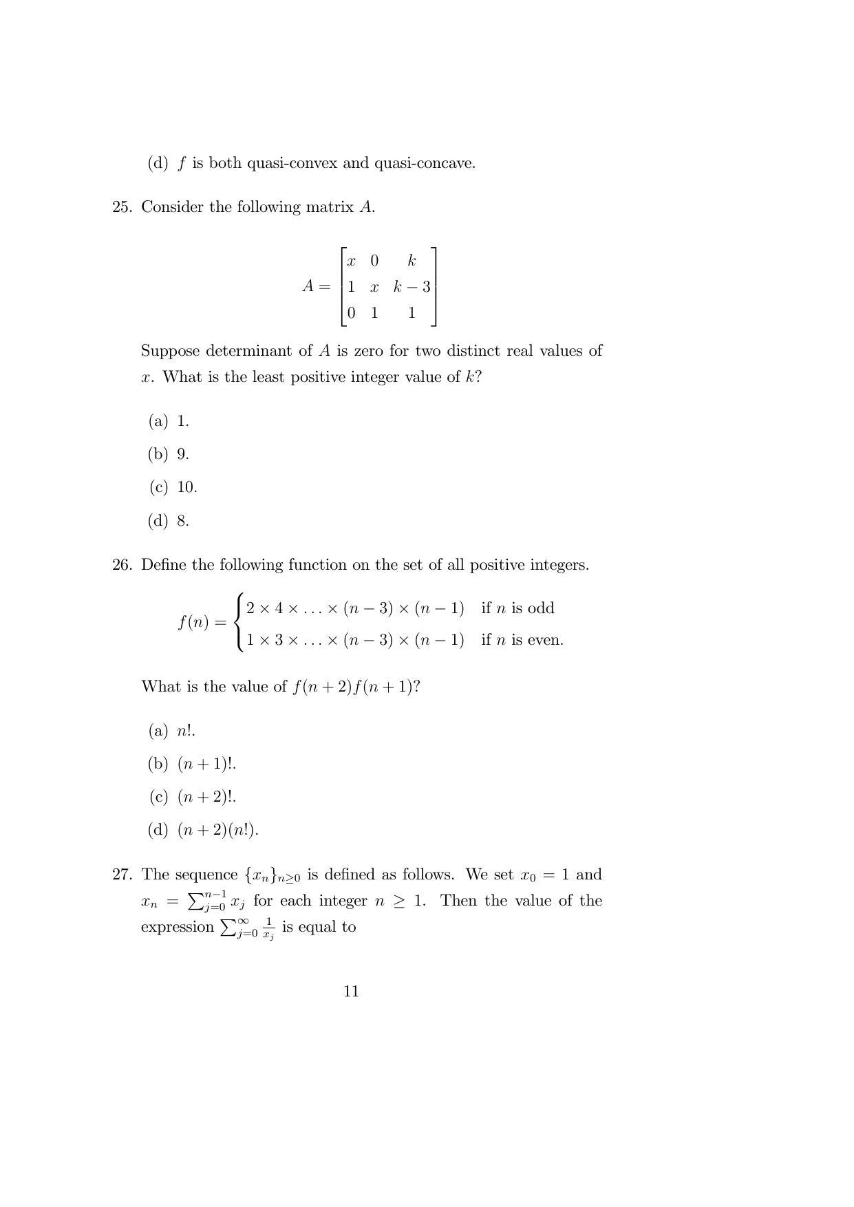 ISI Admission Test M.S.(QE) PEA 2019 Sample Paper - Page 11