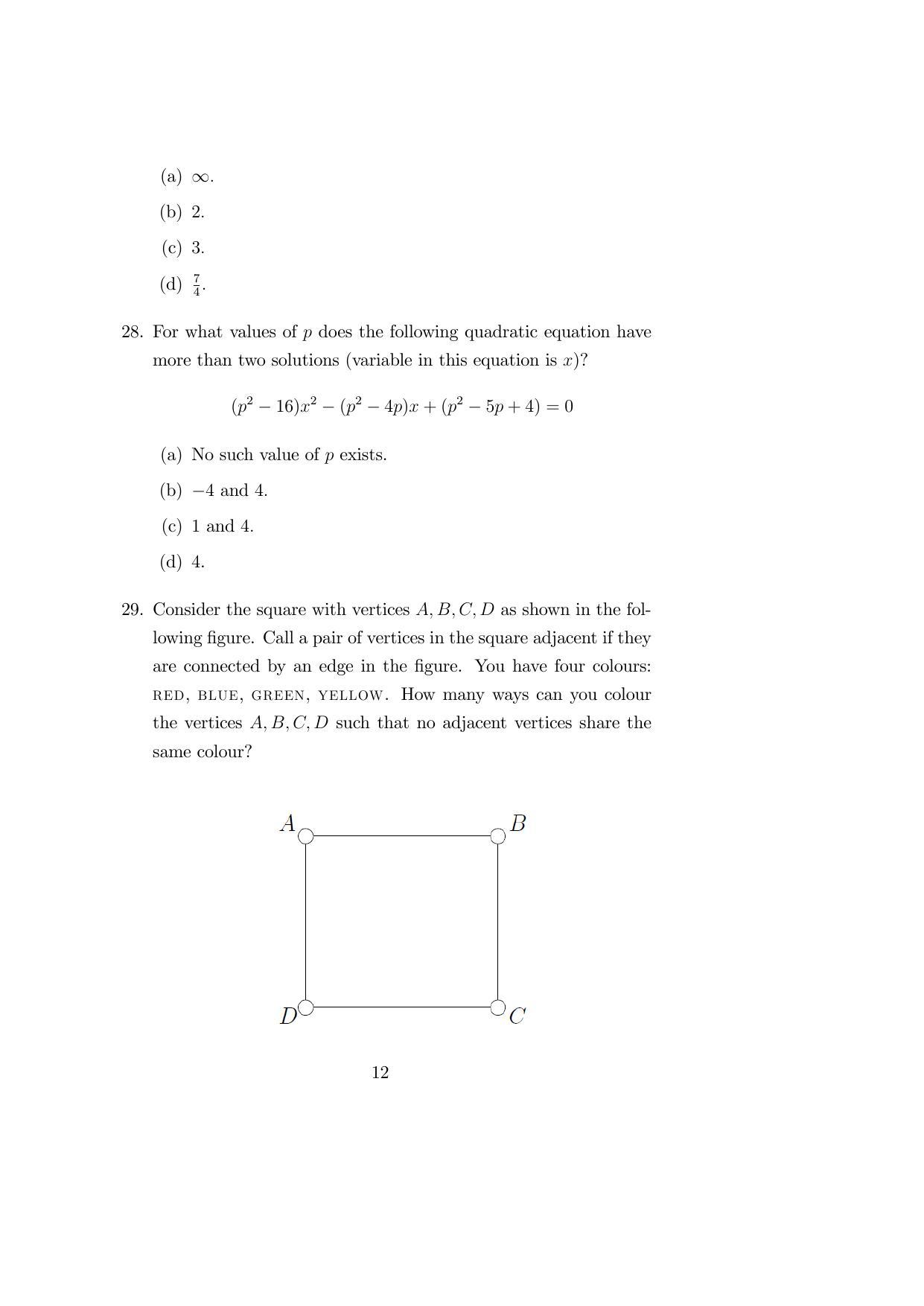 ISI Admission Test M.S.(QE) PEA 2019 Sample Paper - Page 12