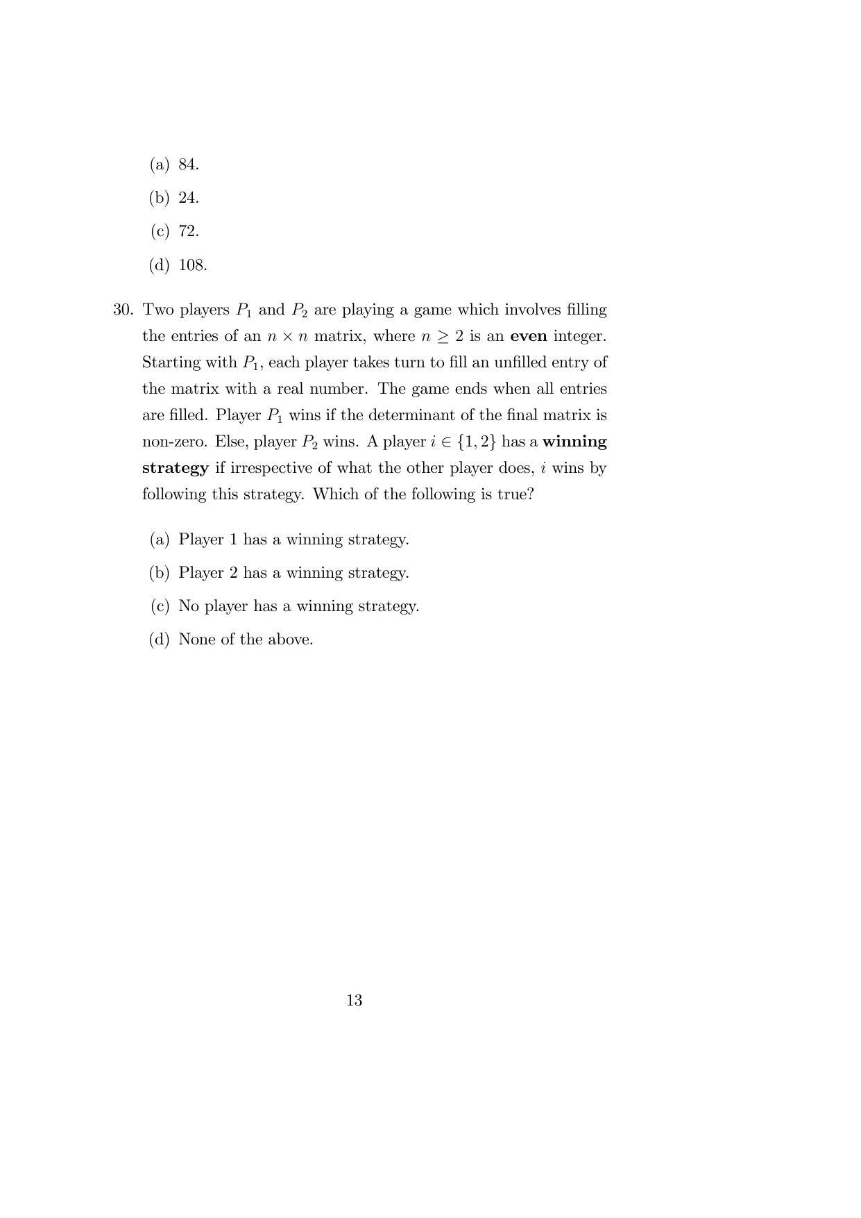 ISI Admission Test M.S.(QE) PEA 2019 Sample Paper - Page 13