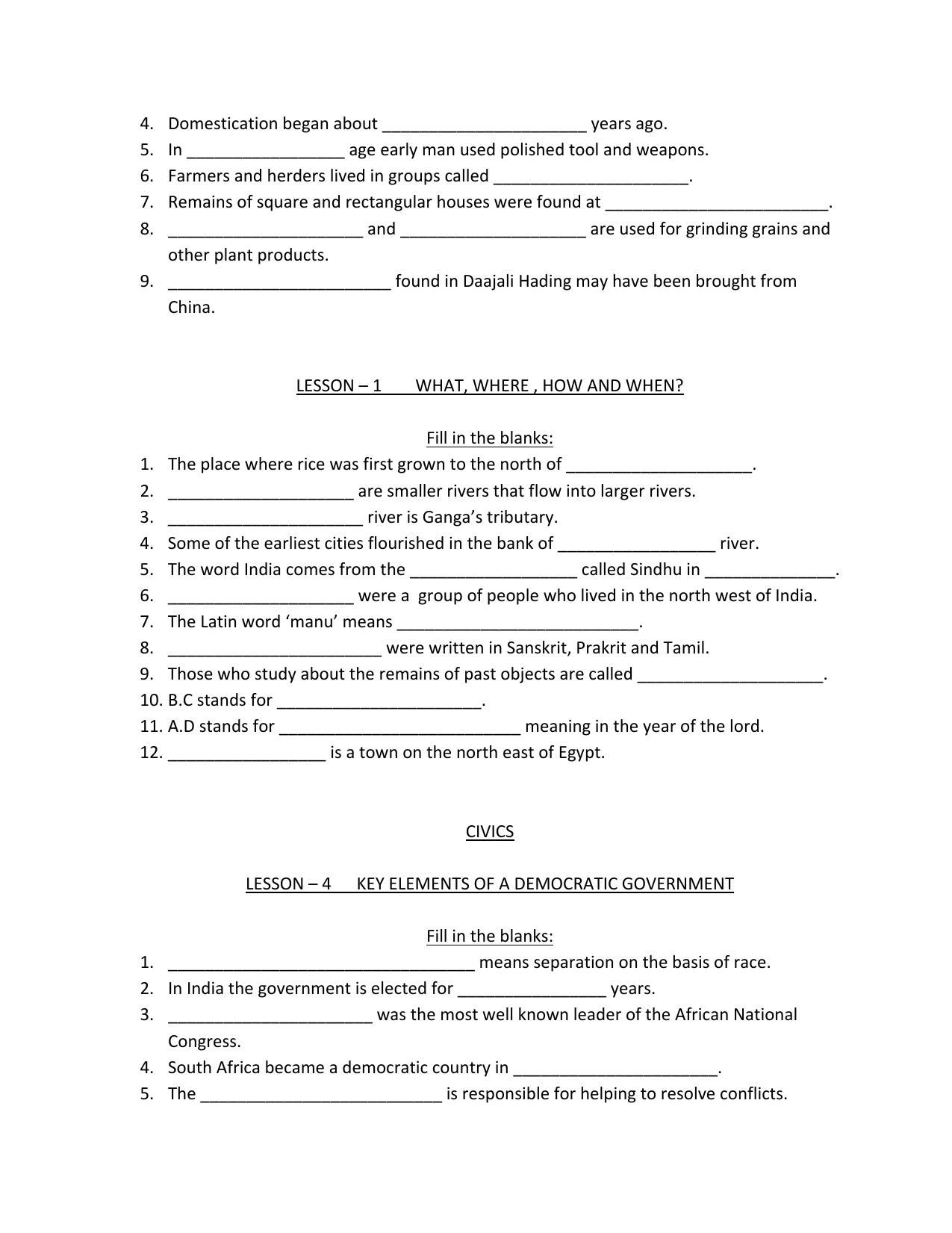 CBSE Worksheets for Class 6 Social Science Assignment 2 - Page 3