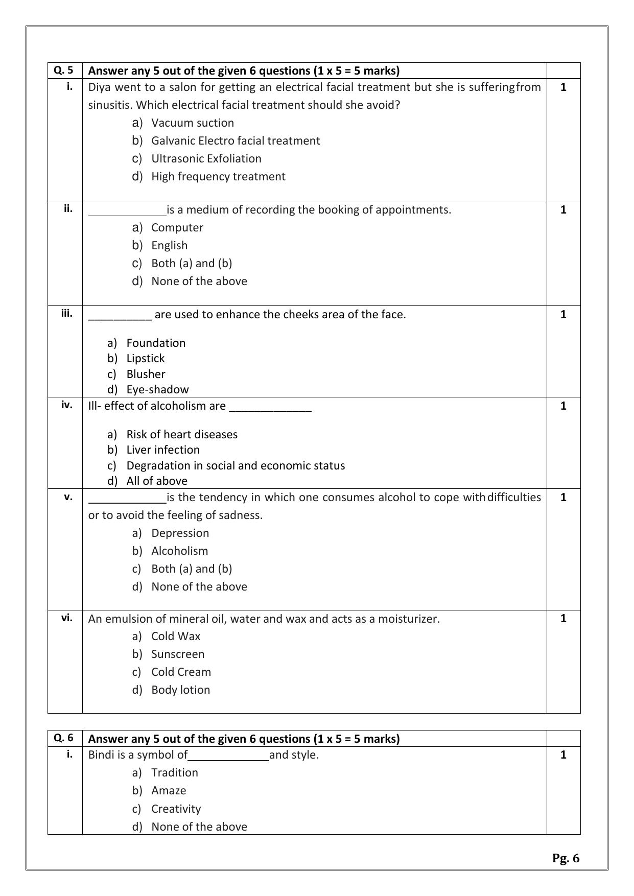 CBSE Class 12 (Skill Education) Beauty And Wellness 2024 Sample Paper - Page 6
