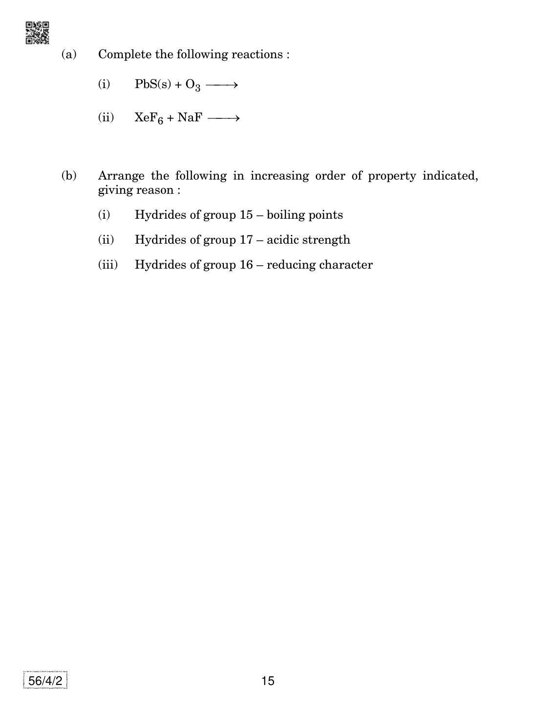 CBSE Class 12 56-4-2 Chemistry 2019 Question Paper - Page 15
