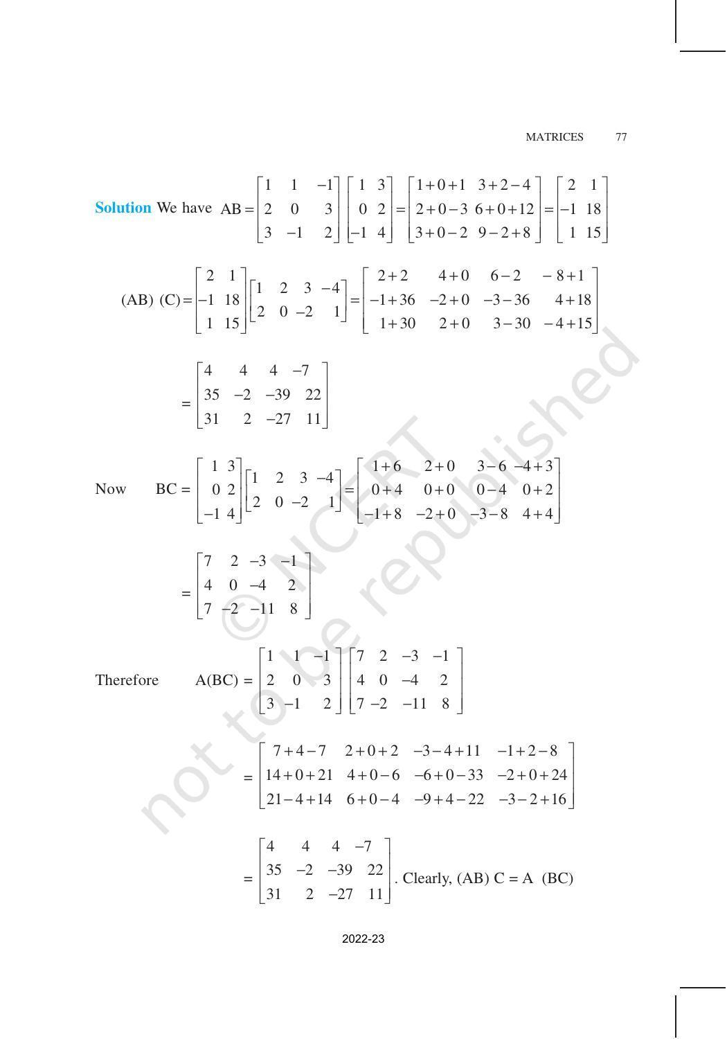 NCERT Book for Class 12 Maths Chapter 3 Matrices - Page 22