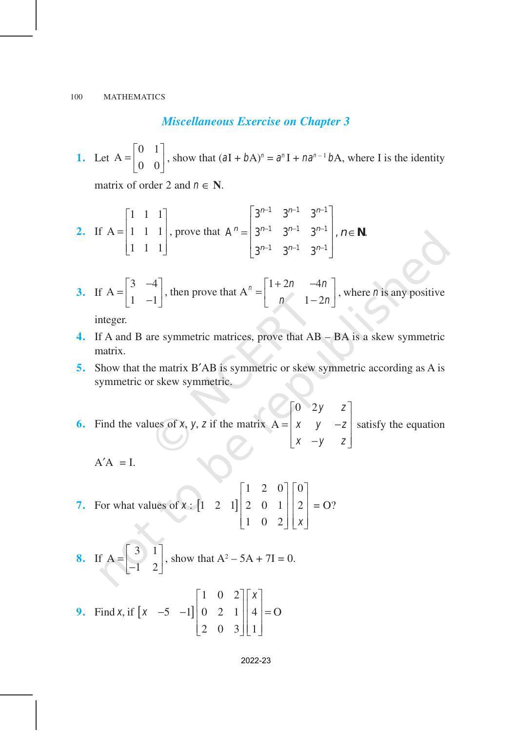 NCERT Book for Class 12 Maths Chapter 3 Matrices - Page 45