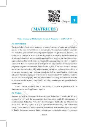 NCERT Book for Class 12 Maths Chapter 3 Matrices