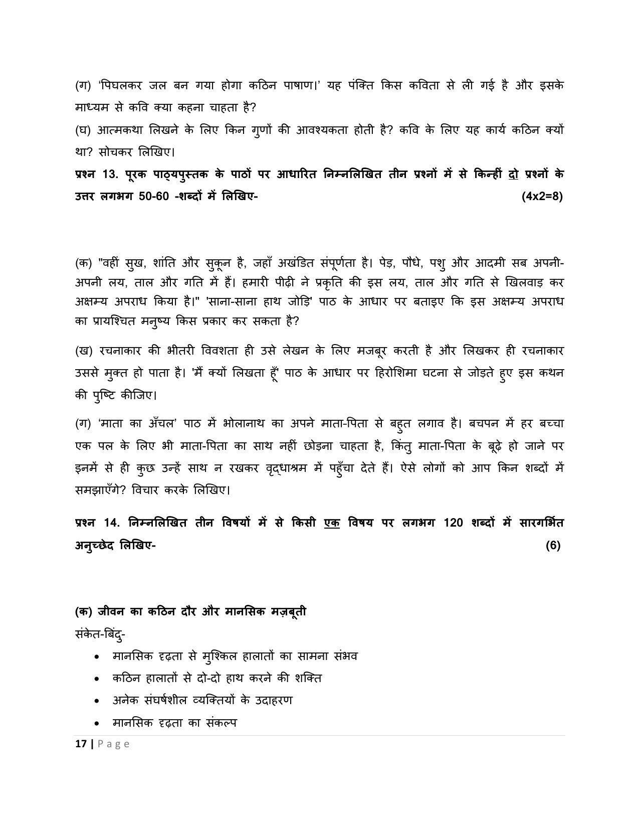 CBSE Class 10 Hindi A Sample Papers 2023 - Page 17
