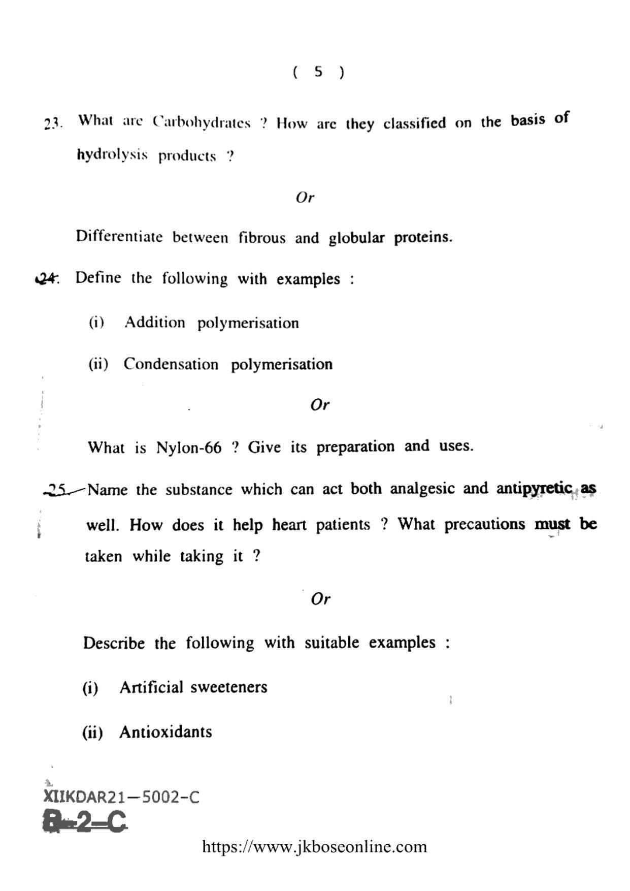 JKBOSE Class 12 Chemistry 5002-C Question Papers 2021 - Page 5