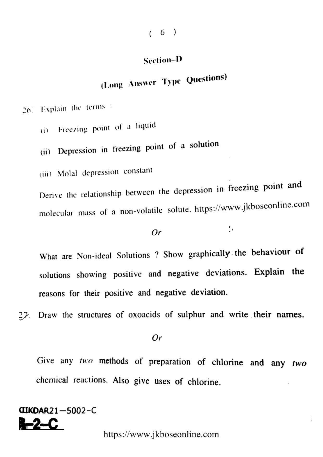 JKBOSE Class 12 Chemistry 5002-C Question Papers 2021 - Page 6