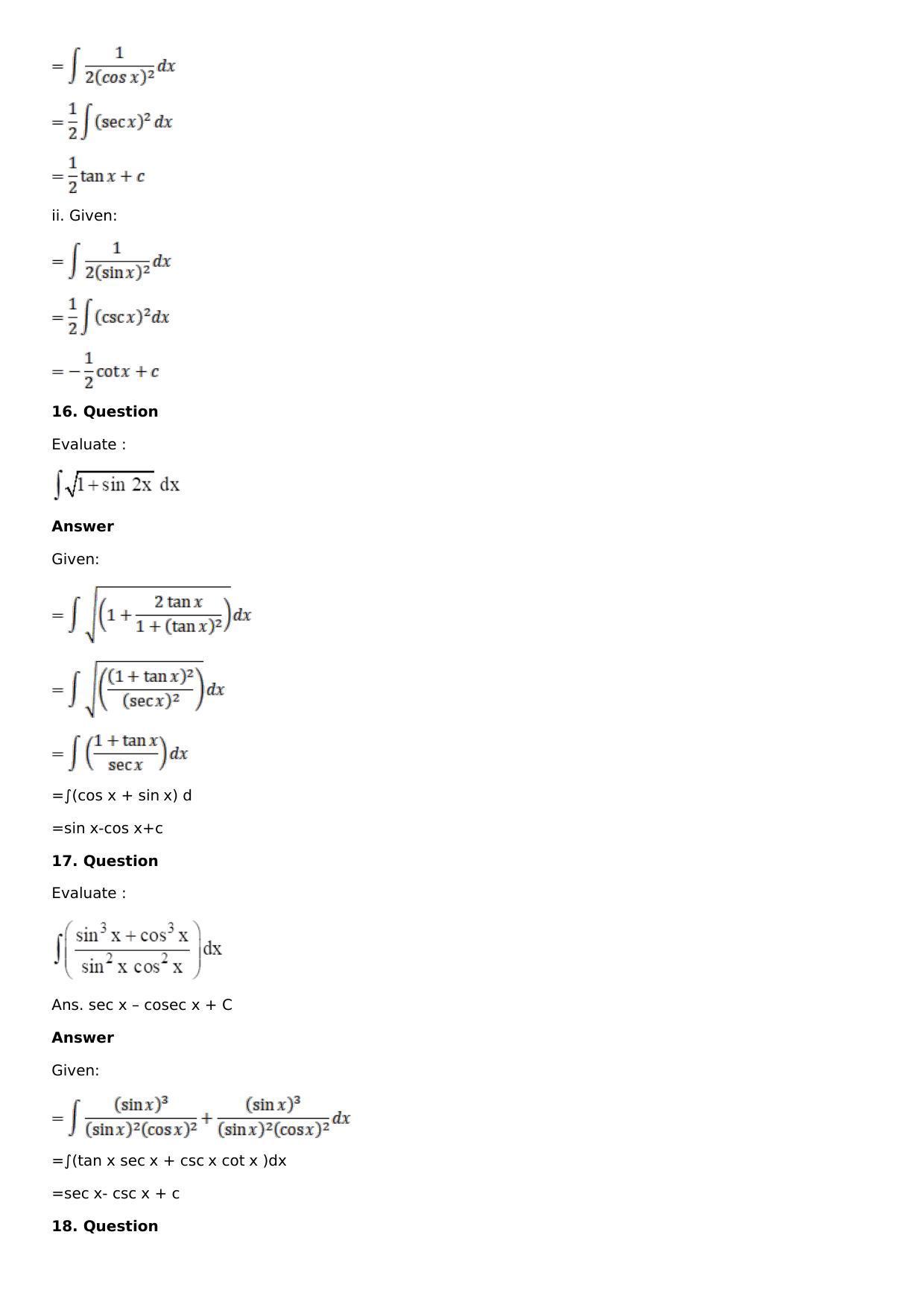 Chapter 12: Indefinite Integral Solutions: RS Aggarwal Class 12 Solutions  - Page 12