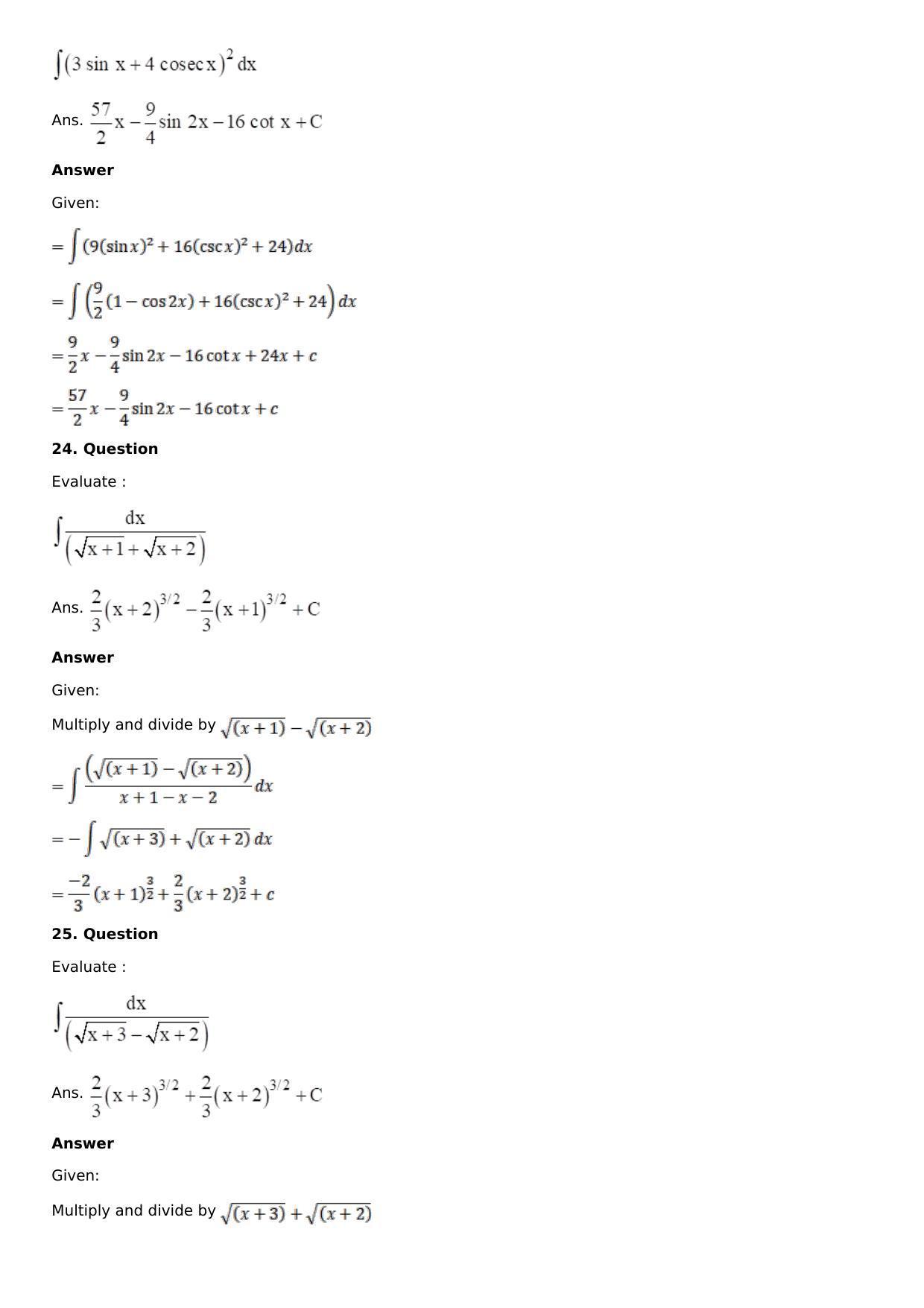Chapter 12: Indefinite Integral Solutions: RS Aggarwal Class 12 Solutions  - Page 15