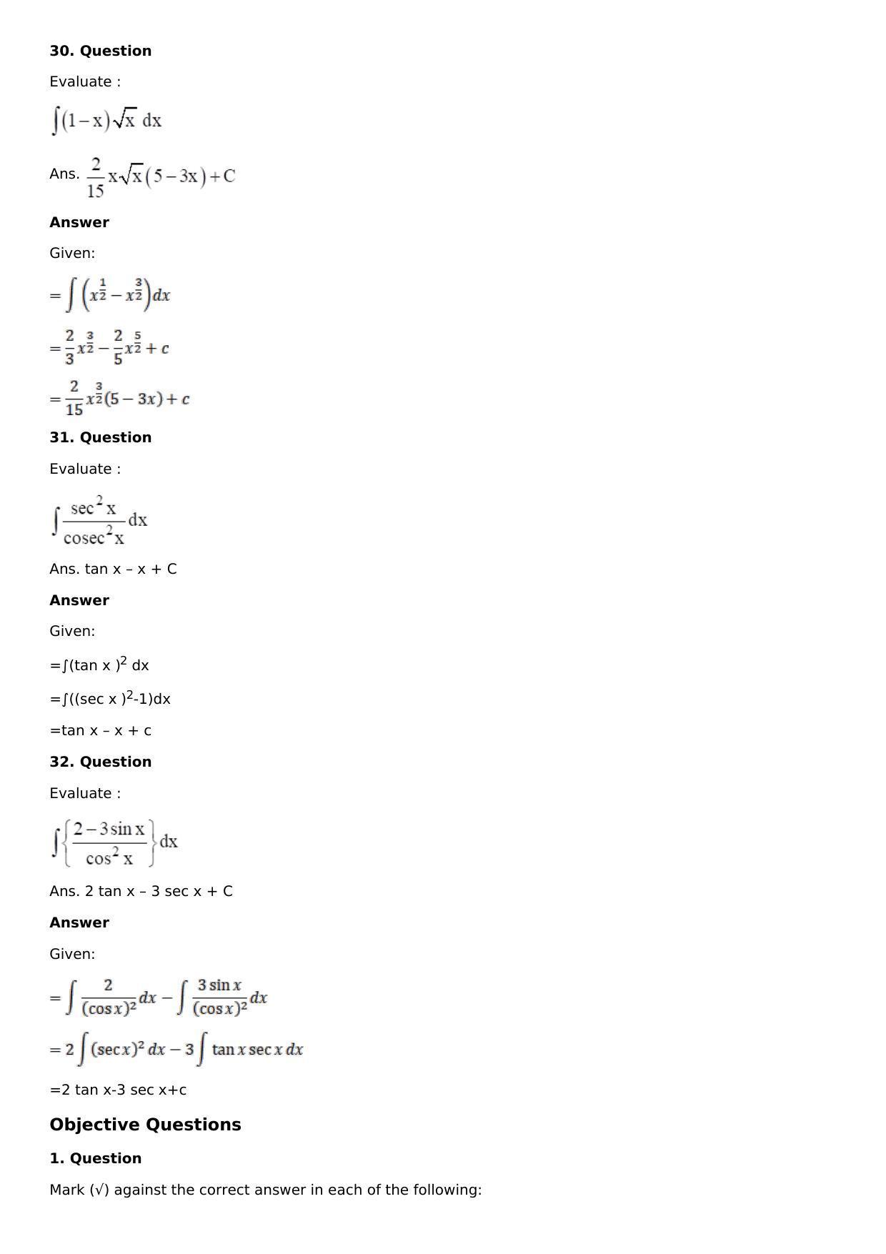 Chapter 12: Indefinite Integral Solutions: RS Aggarwal Class 12 Solutions  - Page 18