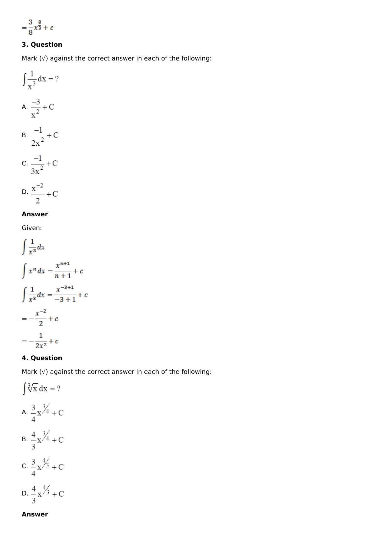 Chapter 12: Indefinite Integral Solutions: RS Aggarwal Class 12 Solutions  - Page 20