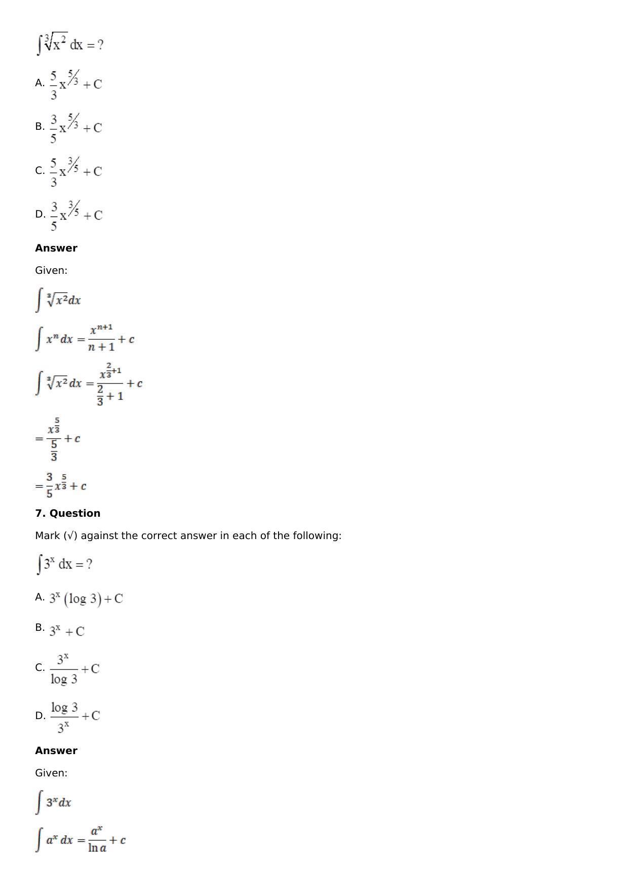Chapter 12: Indefinite Integral Solutions: RS Aggarwal Class 12 Solutions  - Page 22