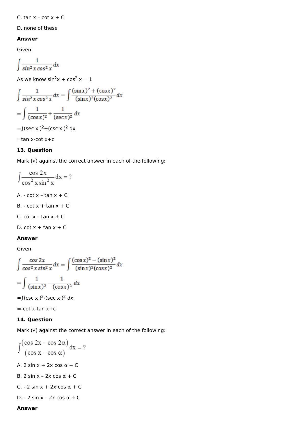 Chapter 12: Indefinite Integral Solutions: RS Aggarwal Class 12 Solutions  - Page 25