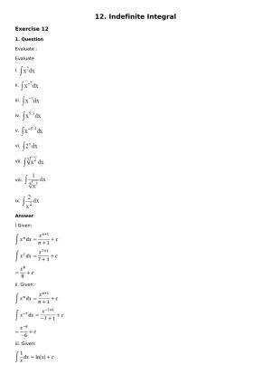 Chapter 12: Indefinite Integral Solutions: RS Aggarwal Class 12 Solutions