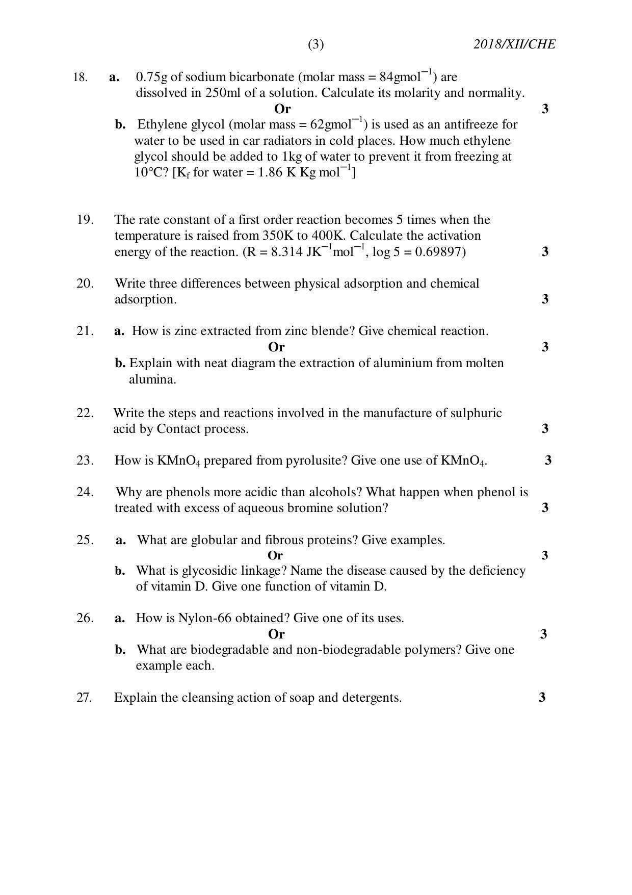 Nagaland Board Class 12 CHEMISTRY 2018 Question Papers - Page 3