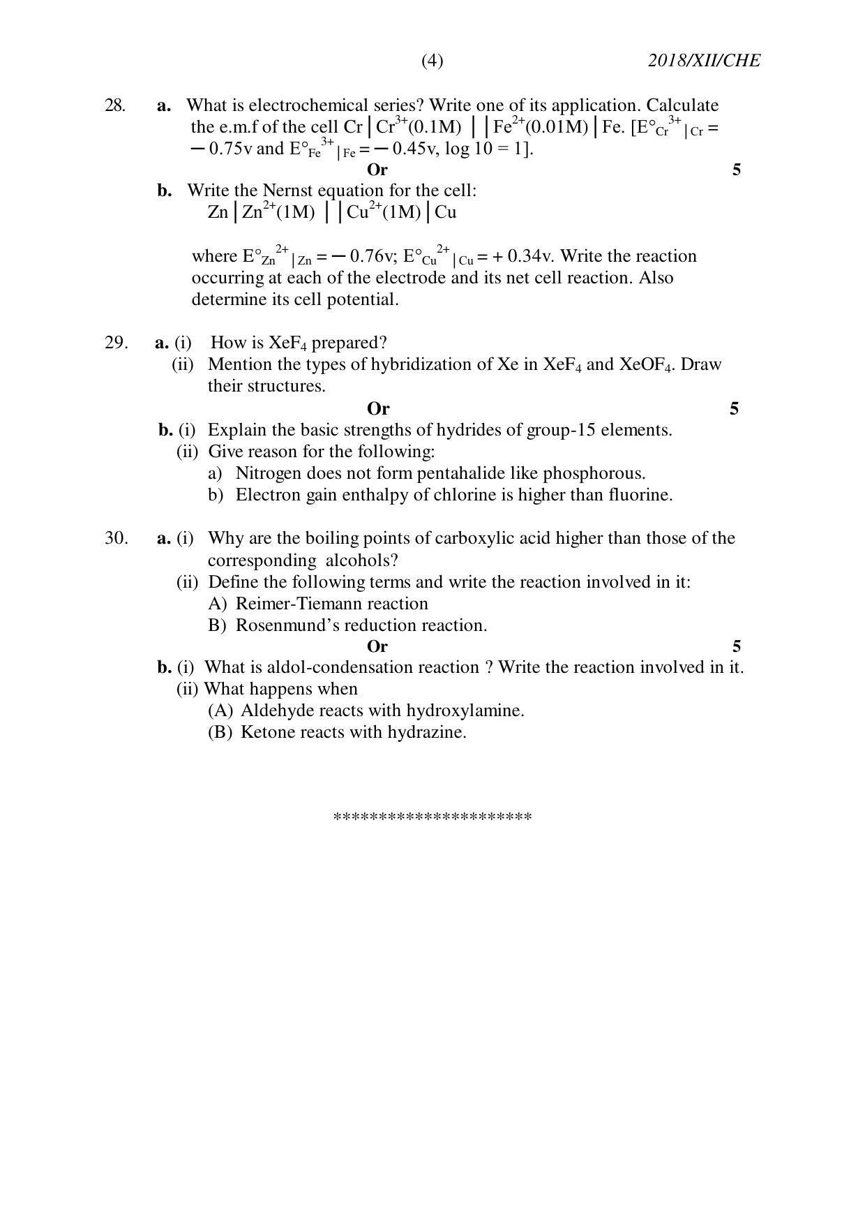 Nagaland Board Class 12 CHEMISTRY 2018 Question Papers - Page 4