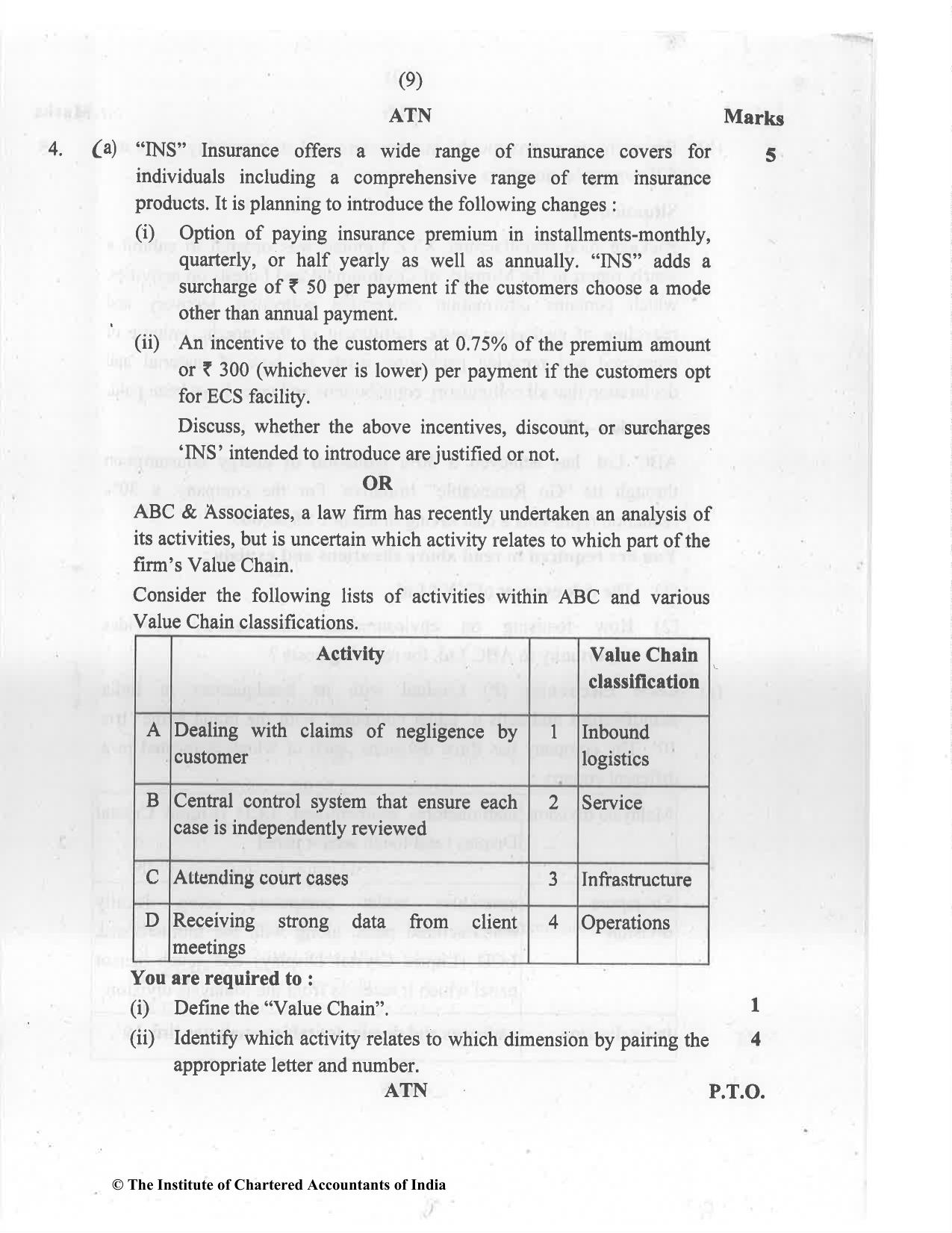 CA Final Jul 2021 Question Paper - Paper 5 – Strategic Cost Management and Performance Evaluation - Page 9