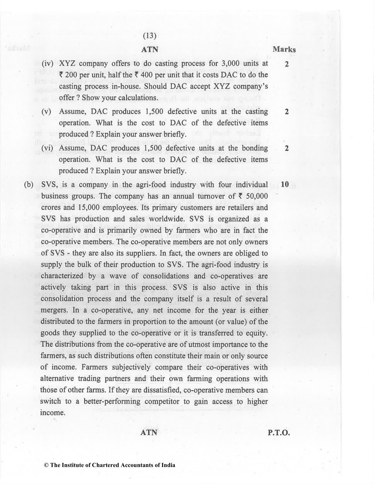 CA Final Jul 2021 Question Paper - Paper 5 – Strategic Cost Management and Performance Evaluation - Page 13