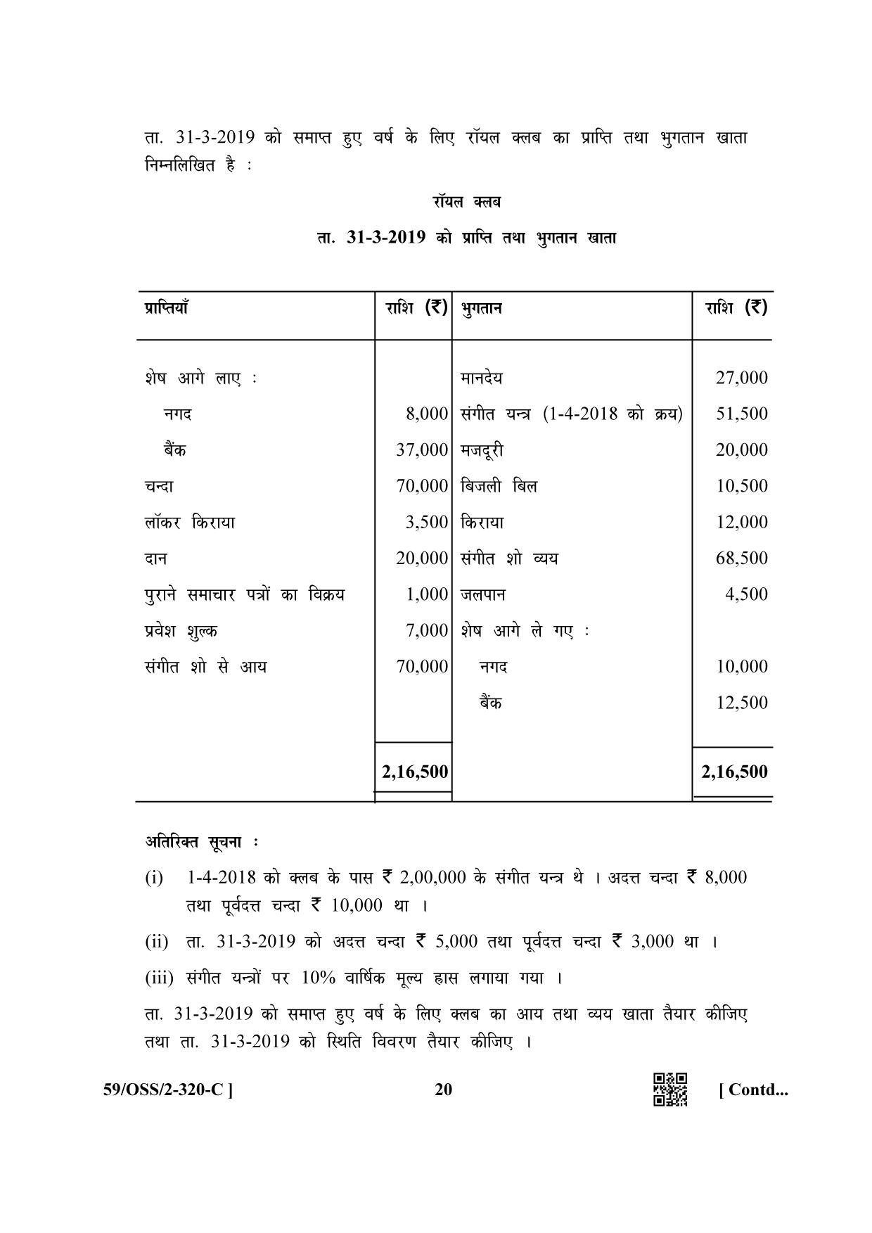 NIOS October 2019 Class 12 Accountancy (SET C) Question Paper - Page 20