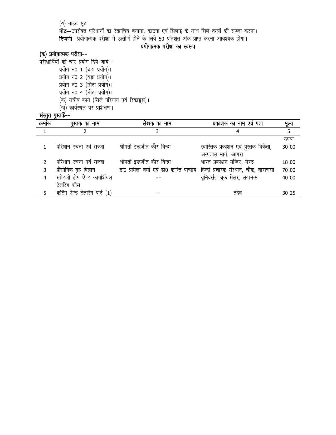 UP Board 11th Syllabus Trade-3 Dress Making & Decoration - Page 4