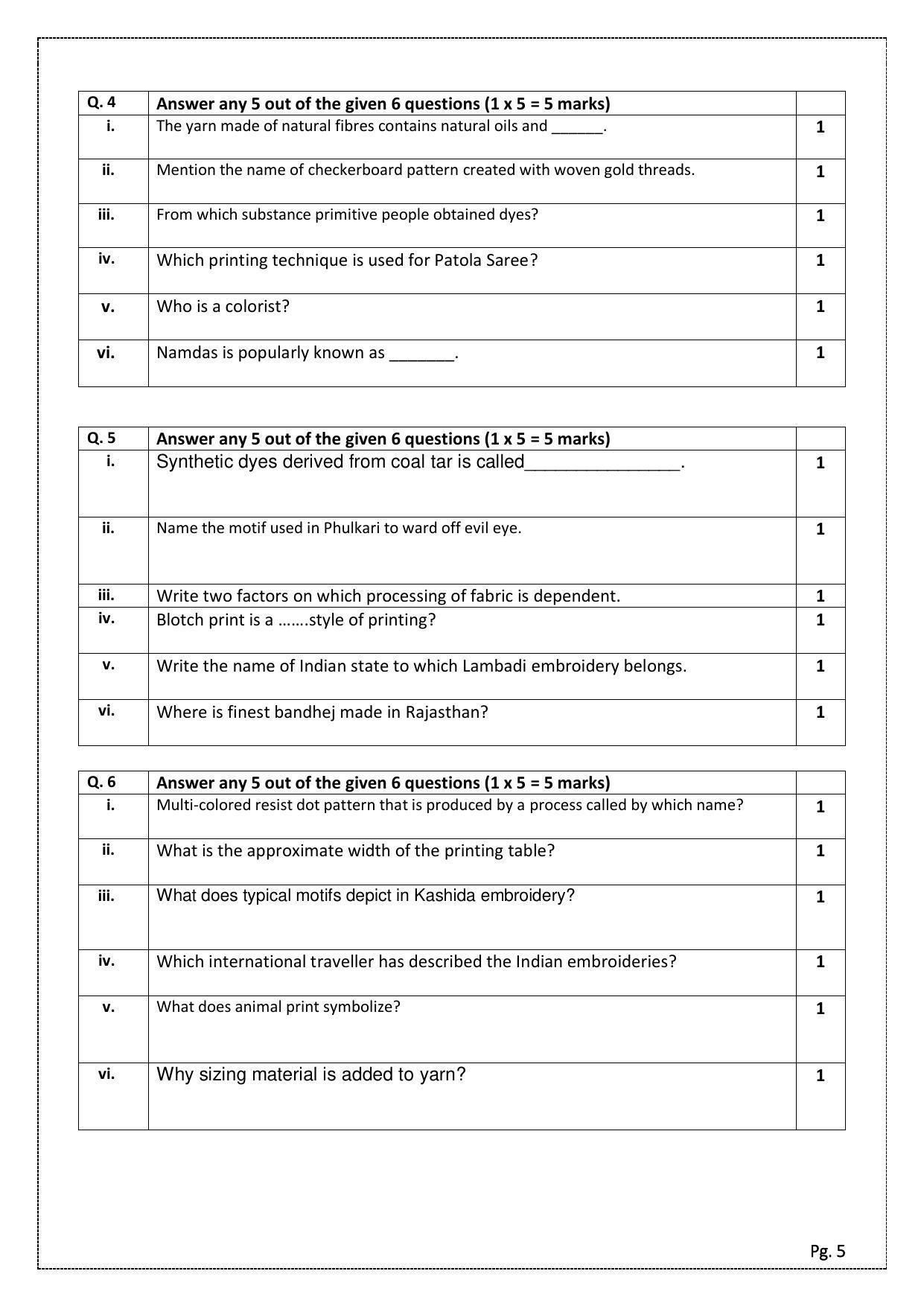 CBSE Class 12 Textile Design (Skill Education) Sample Papers 2023 - Page 5