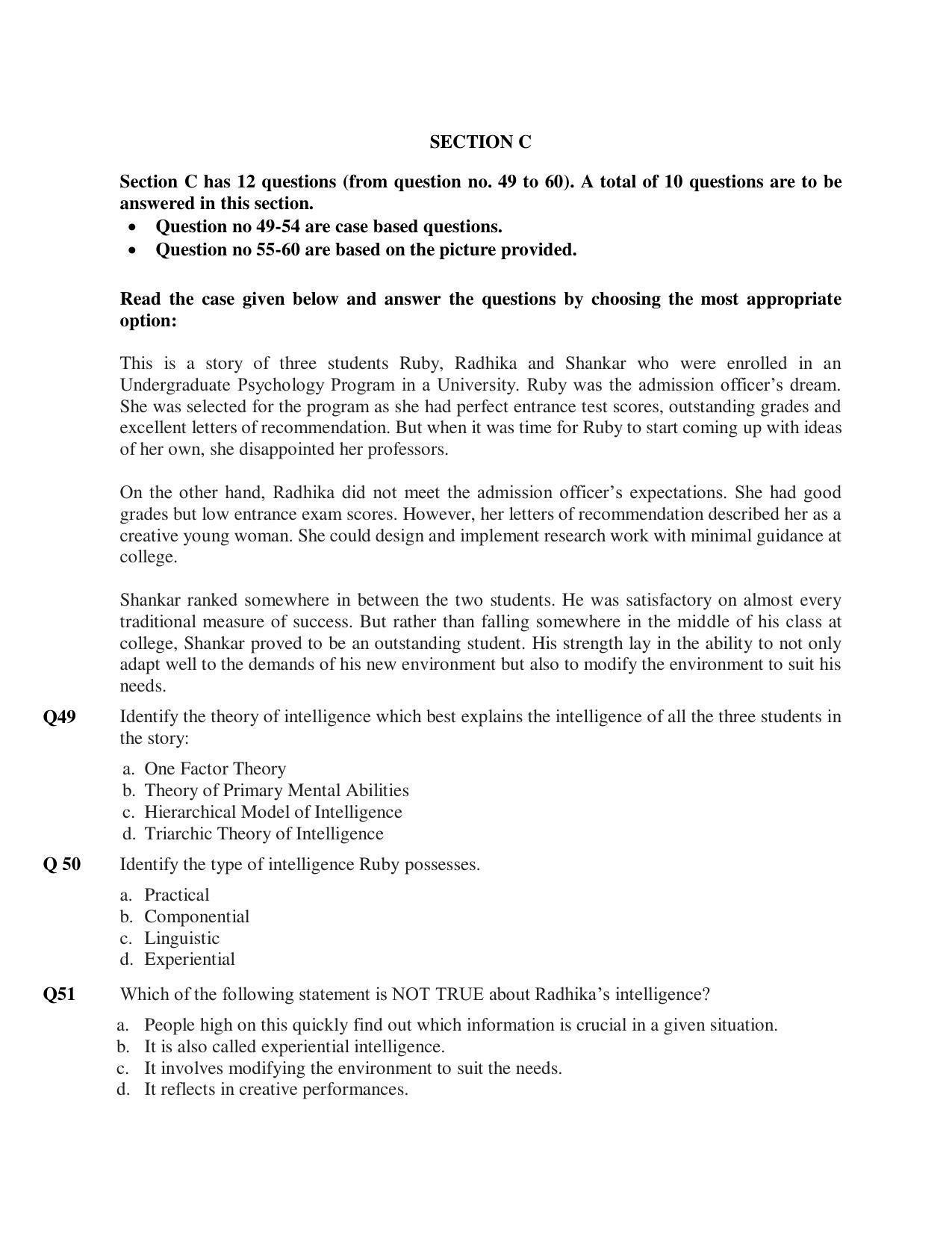 CBSE Class 12th Psychology Sample Question Paper 2021-22 - Page 12