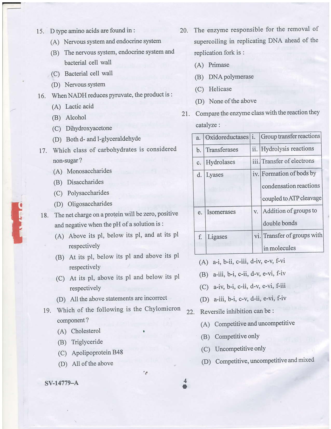 KUET 2023 M.Sc. BioChemistry Question Paper - Page 12