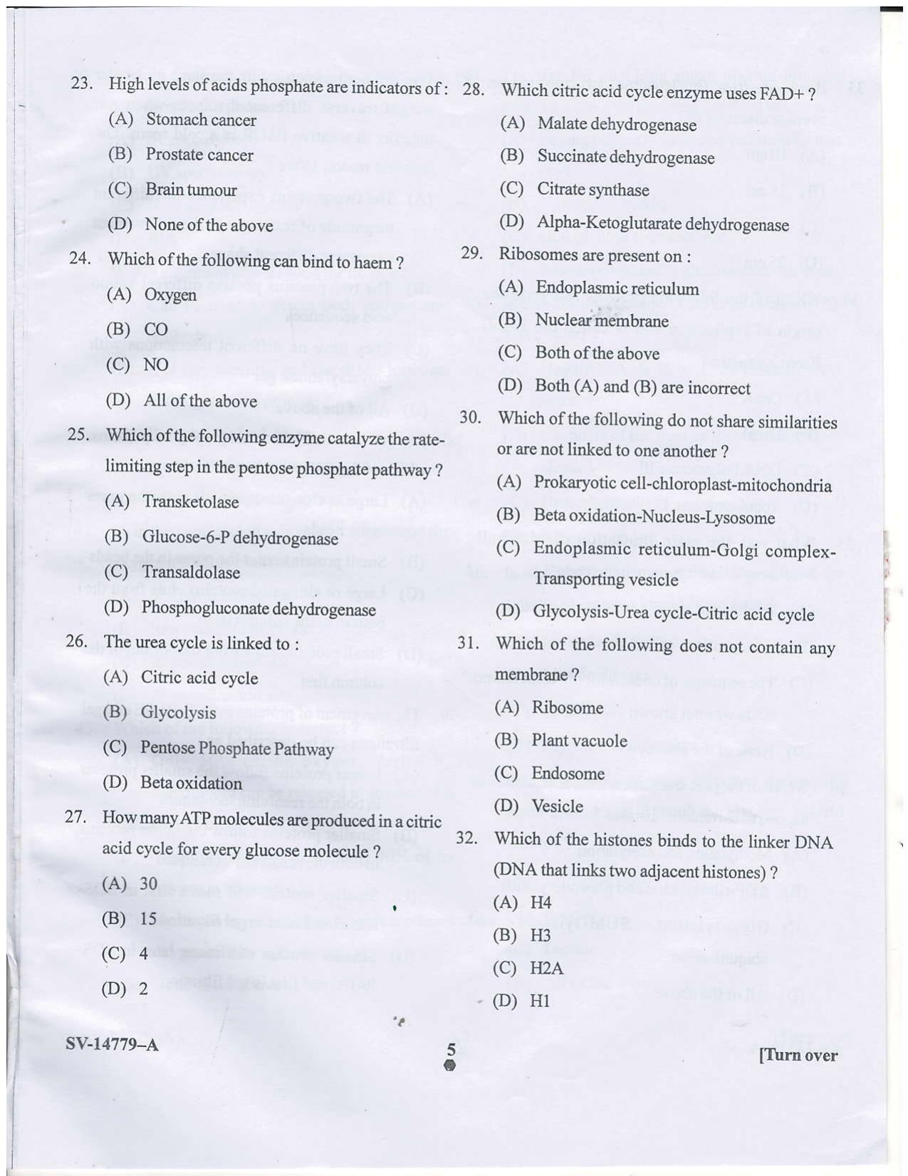 KUET 2023 M.Sc. BioChemistry Question Paper - Page 13