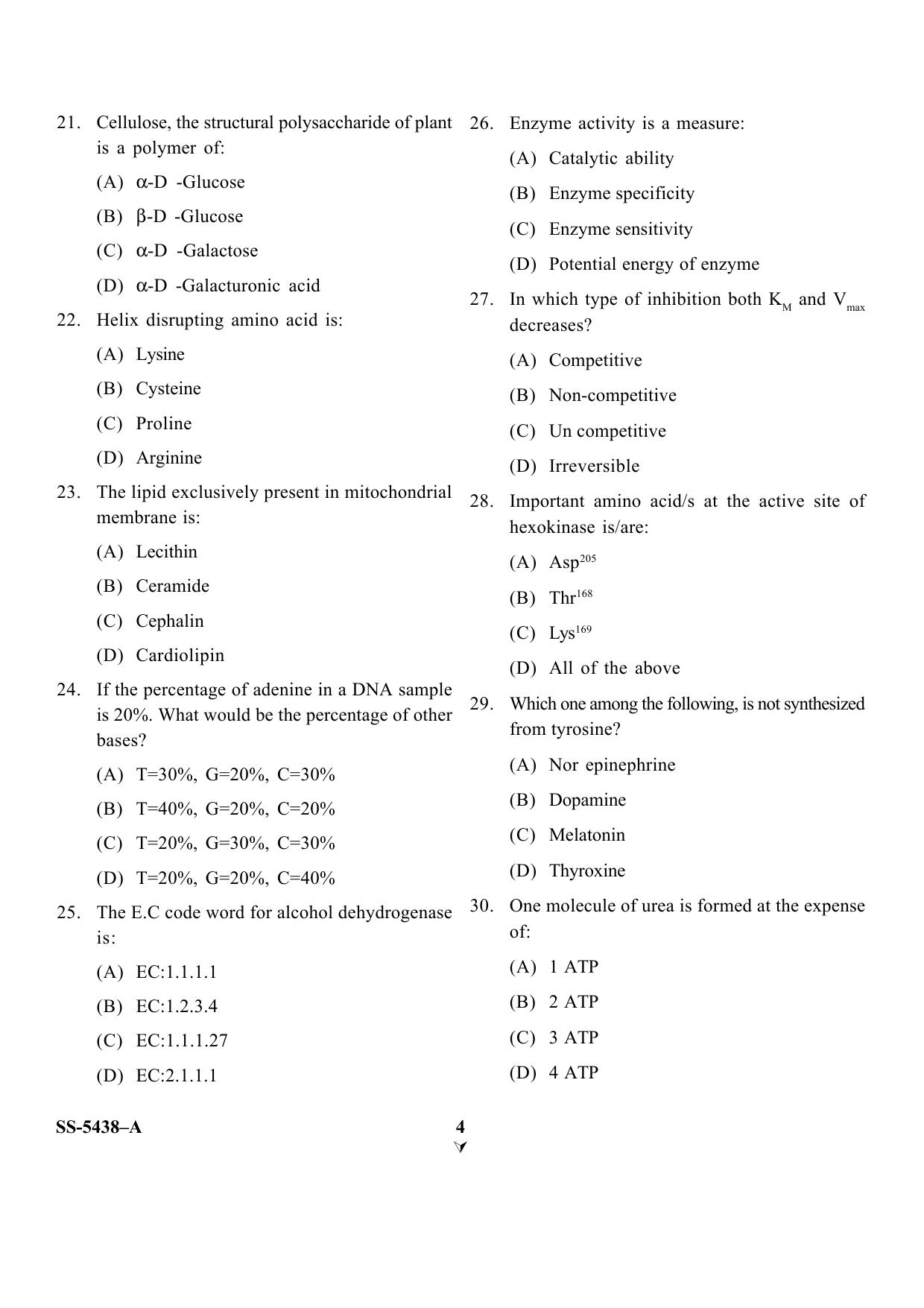 KUET 2023 M.Sc. BioChemistry Question Paper - Page 21