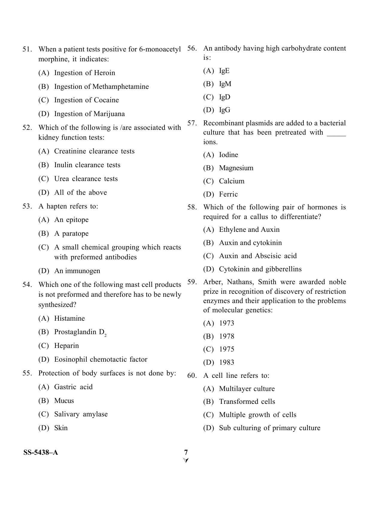 KUET 2023 M.Sc. BioChemistry Question Paper - Page 24