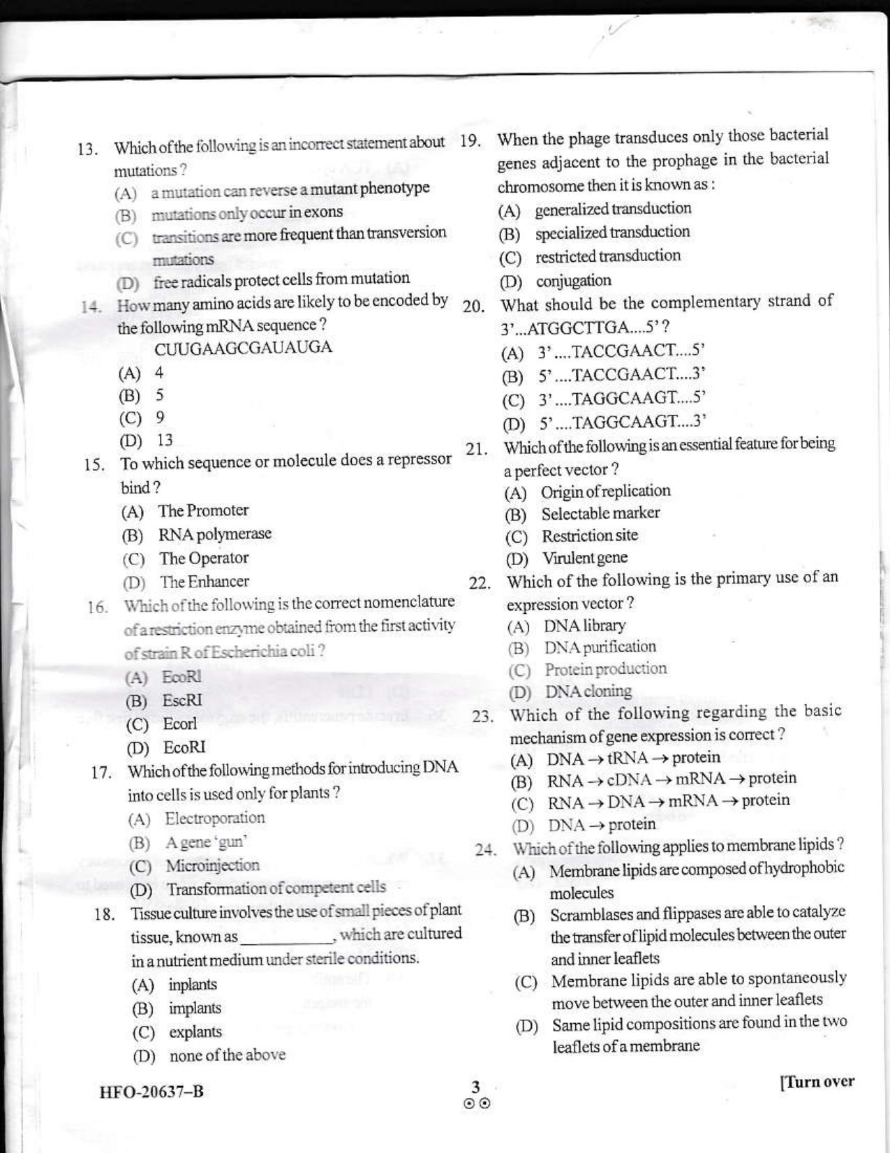 KUET 2023 M.Sc. BioChemistry Question Paper - Page 34