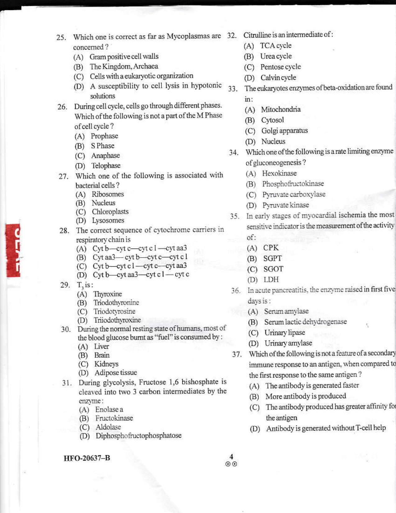 KUET 2023 M.Sc. BioChemistry Question Paper - Page 35