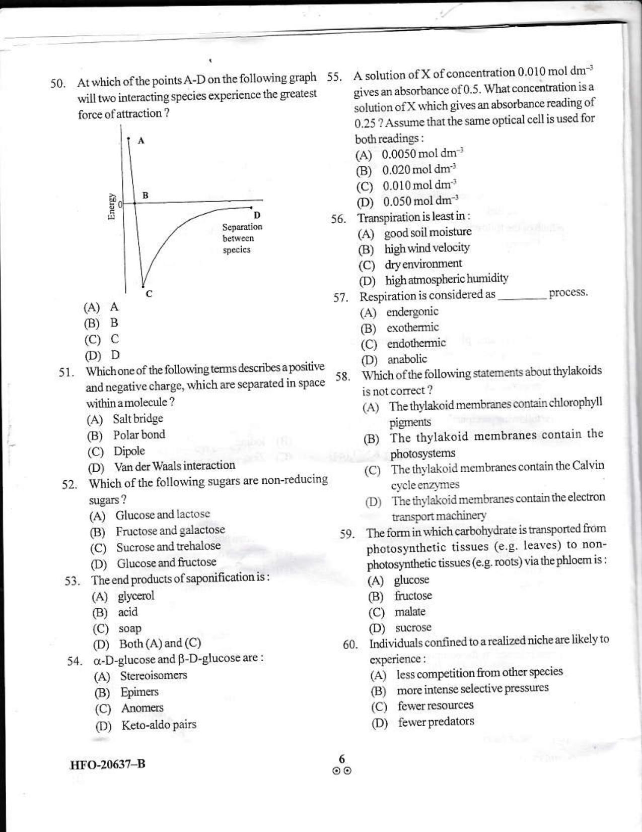 KUET 2023 M.Sc. BioChemistry Question Paper - Page 37