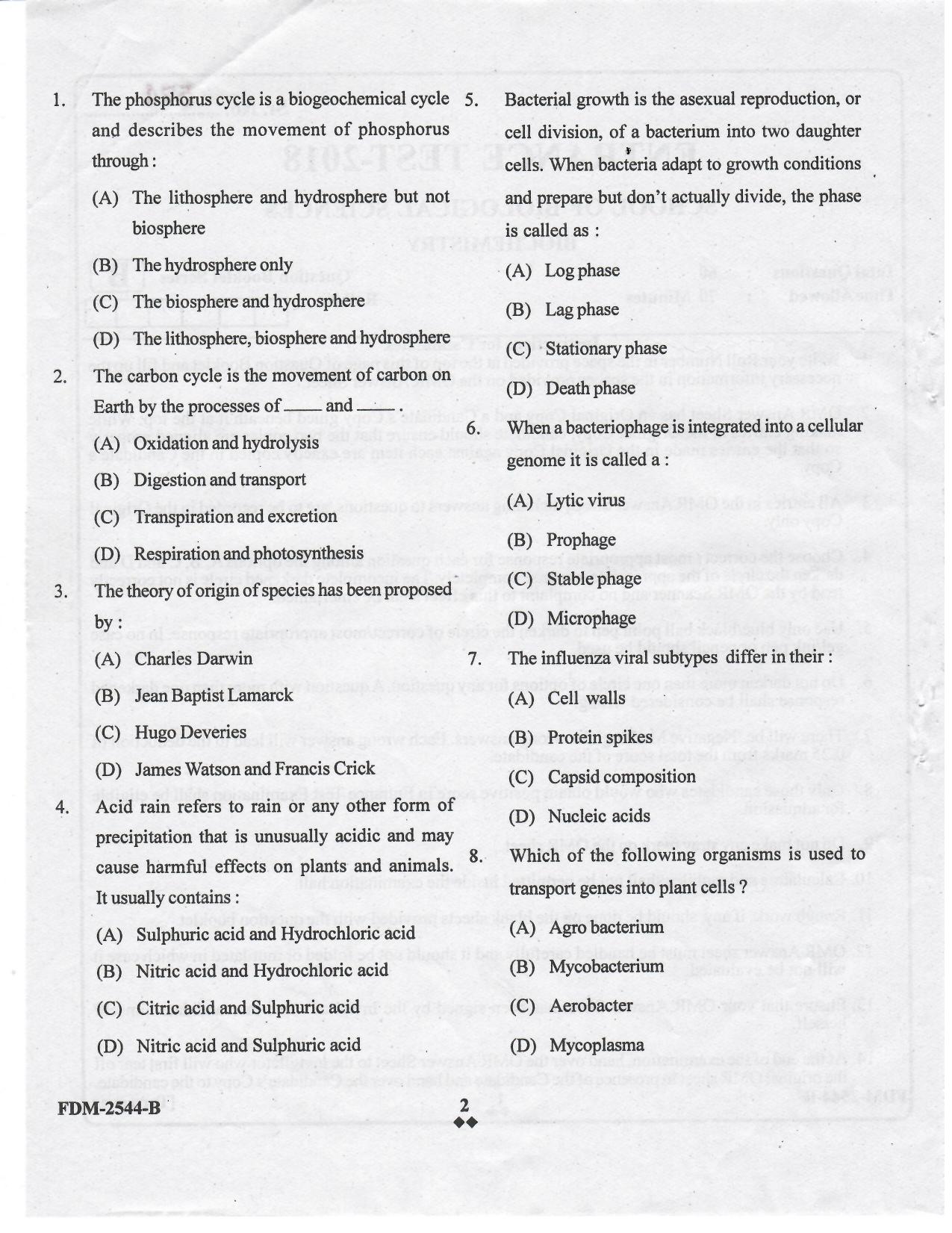 KUET 2023 M.Sc. BioChemistry Question Paper - Page 38