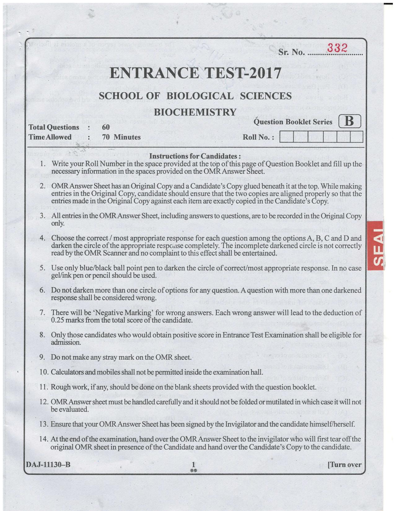 KUET 2023 M.Sc. BioChemistry Question Paper - Page 46